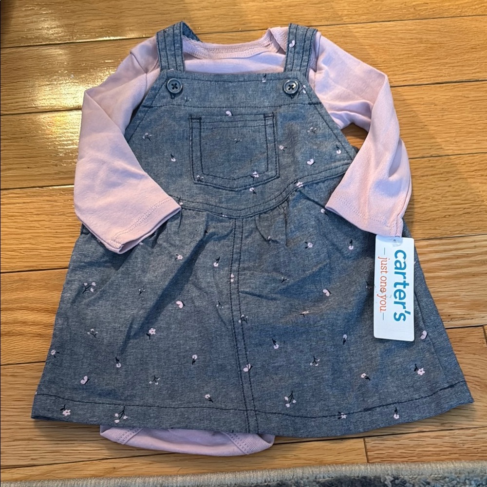 Brand New Carter's Pink and Blue Baby Dress Set